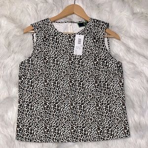 C Wonder Lustrous Cheetah Print Sleeveless Blouse